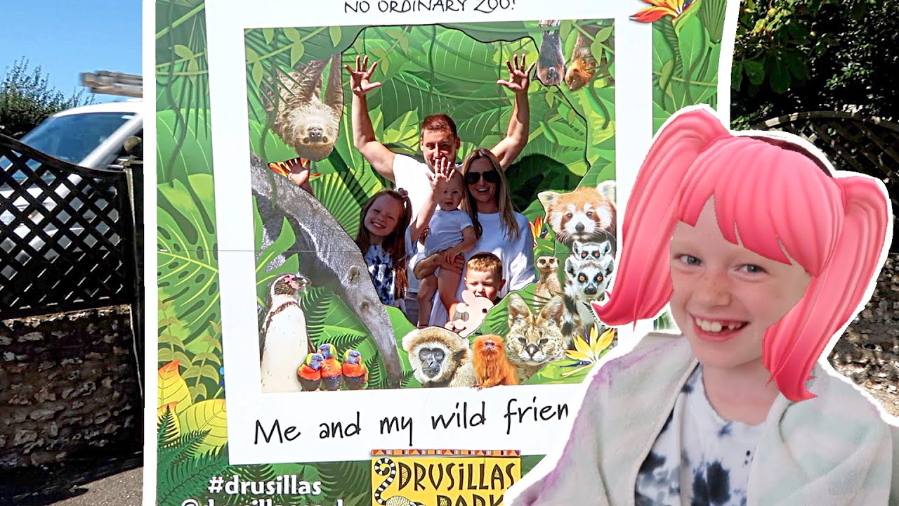 8 year old dyes her hair PINK and BLUE!! || Family day at the zoo (Drusillas Park)