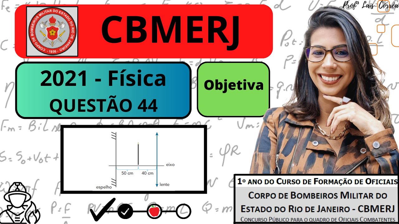 🟢 FÍSICA/ CBMERJ 2021 / QUESTÃO 44 / Em uma aula de óptica geométrica, um professor posiciona ...