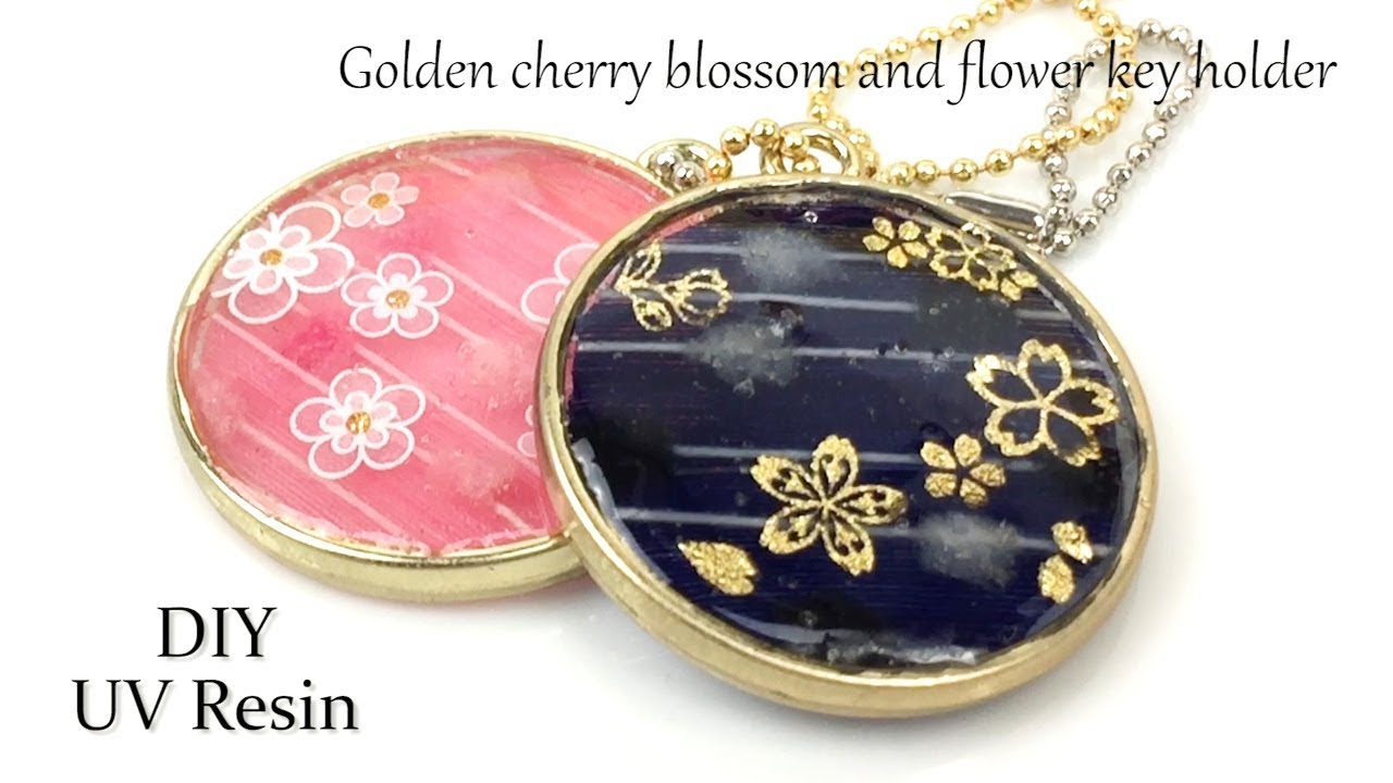 【UVレジン】100均の糸と材料で糸レジンの桜と花の和風キーホルダーを作ってみました！resin DIY