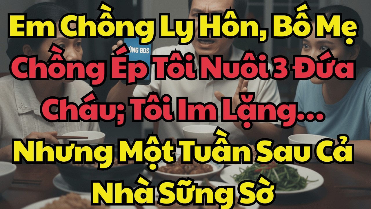 Em Chồng Ly Hôn, Bố Mẹ Chồng Ép Tôi Nuôi 3 Đứa Cháu; Tôi Im Lặng… Nhưng Một Tuần Sau Cả Nhà Sững Sờ.