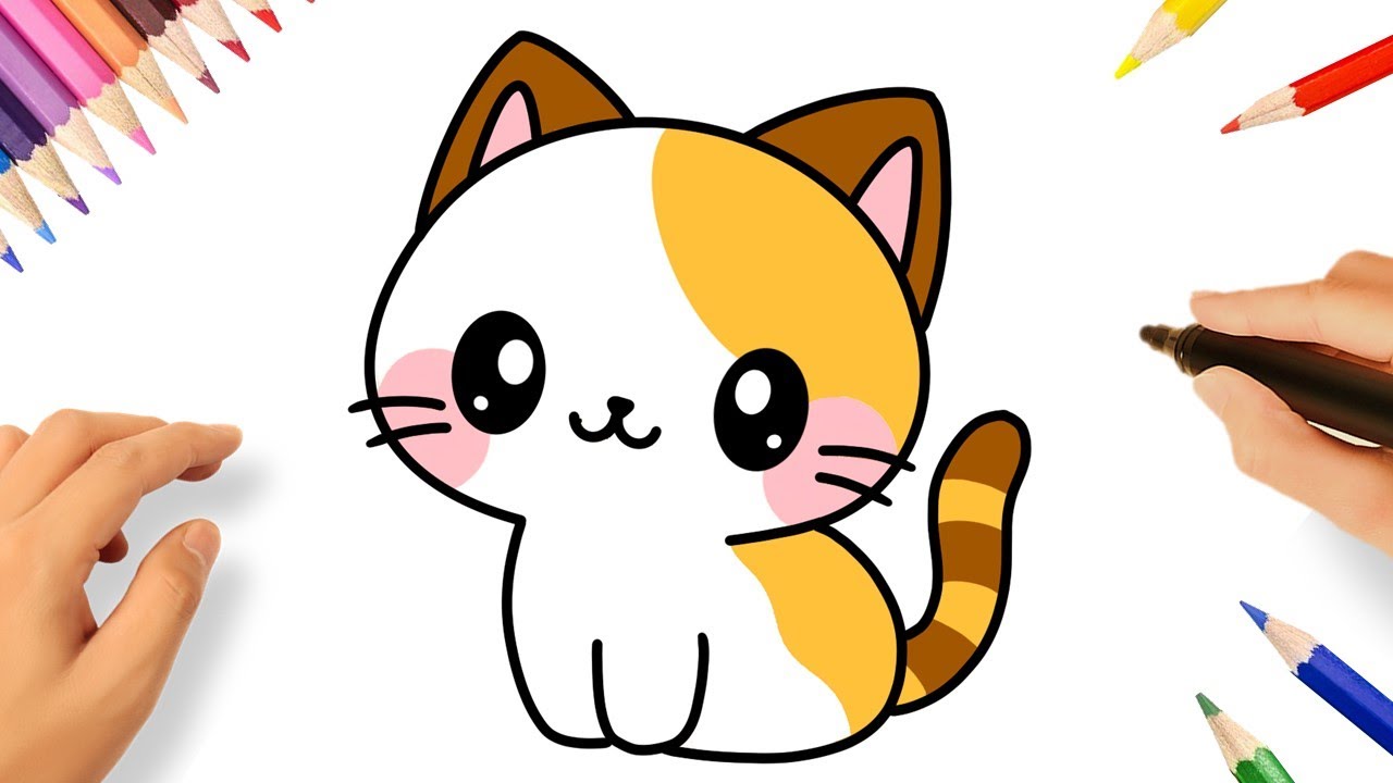 CÓMO DIBUJAR UN GATITO FACIL KAWAII PASO A PASO 😻❤️