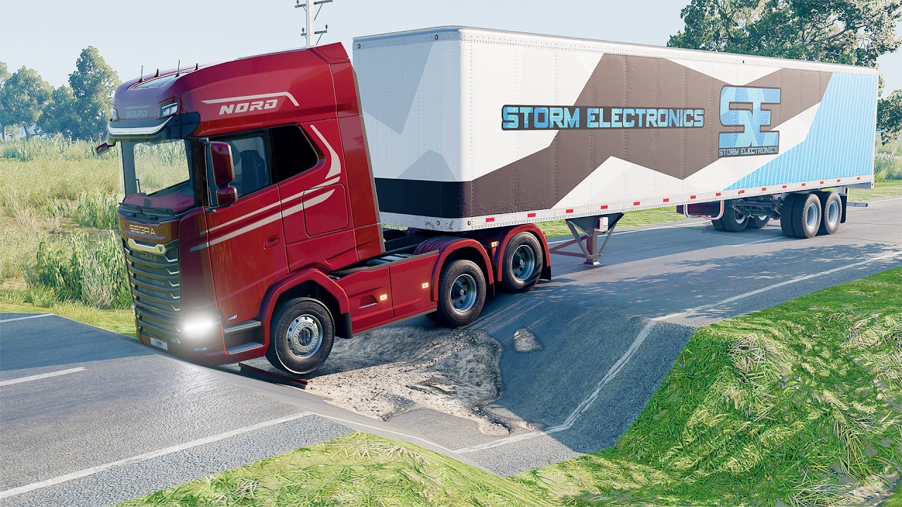 Mobil vs Potholes #25 - BeamNG Drive