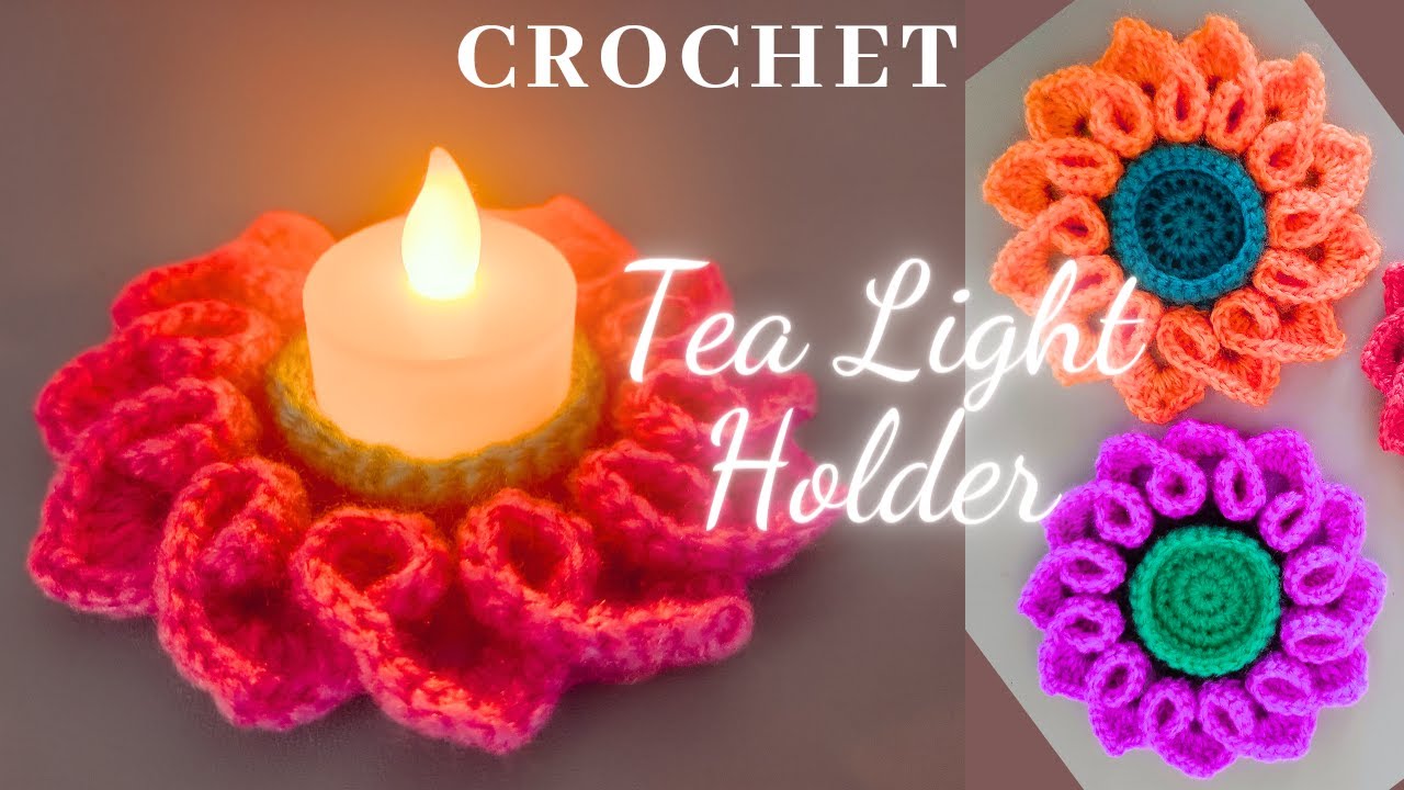 Crochet LED Tea Light Holder क्रोशे एल् इ डी टी लाईट होल्डर (English Subtitles)