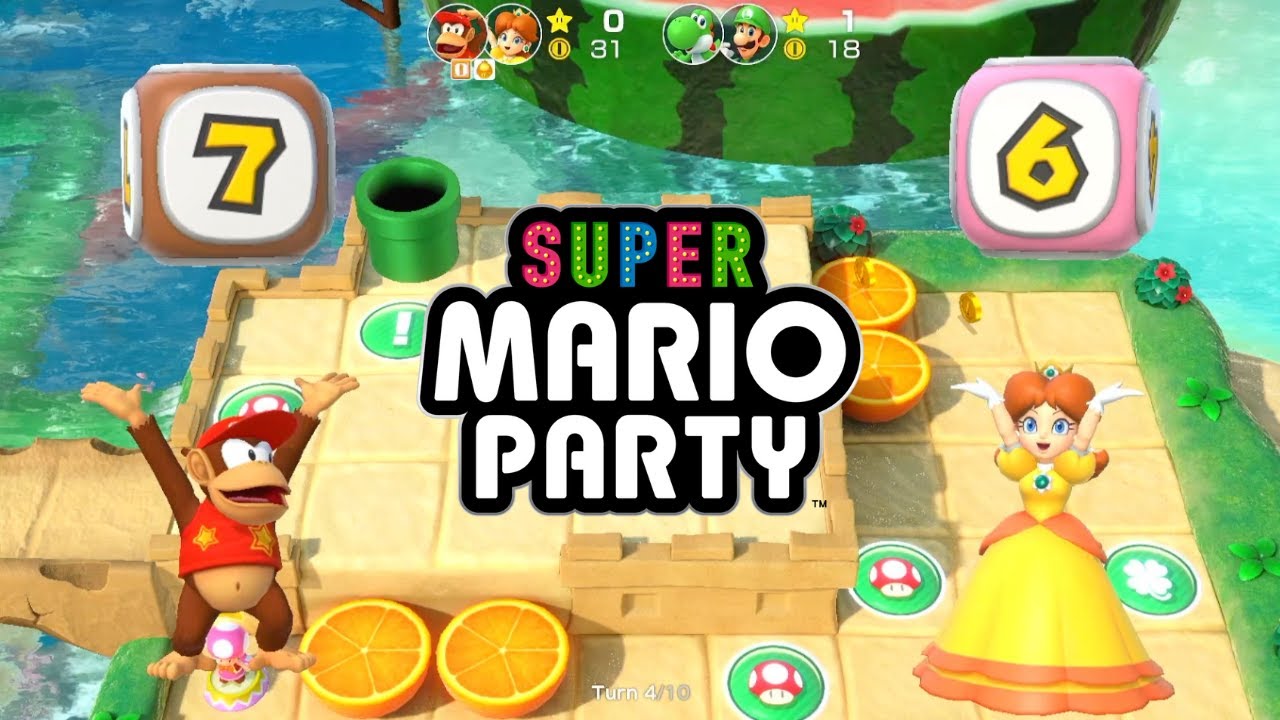 Super Mario Party Partner Party - Watermelon Walkabout - Diddy Kong & Daisy vs Yoshi & Luigi