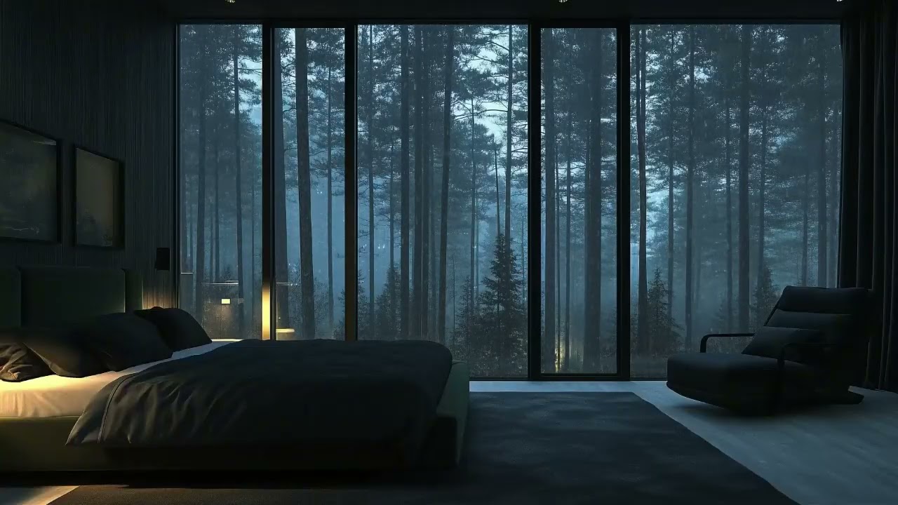 ASMR Rain and Soft Piano Sleep Music in Cozy Bedroom for Night Relaxation and Stress Relief 🌧️