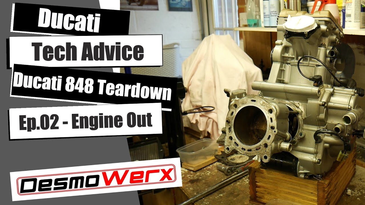 Ducati 848 Teardown Episode 2 - Dropping the Engine and top end strip down
