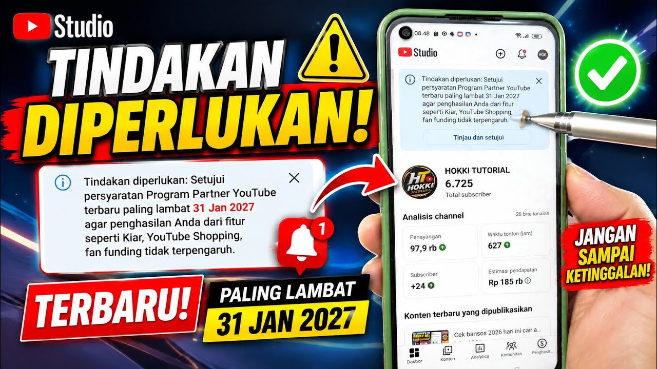 Tindakan Diperlukan: Setujui Persyaratan Program Partner YouTube Terbaru Paling Lambat 31 Jan 2027