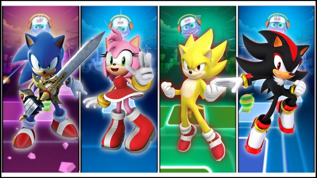 Sonic 🦔 Amu Rose 🔴 Super Sonic 🔴 Shadow - Tiles hop