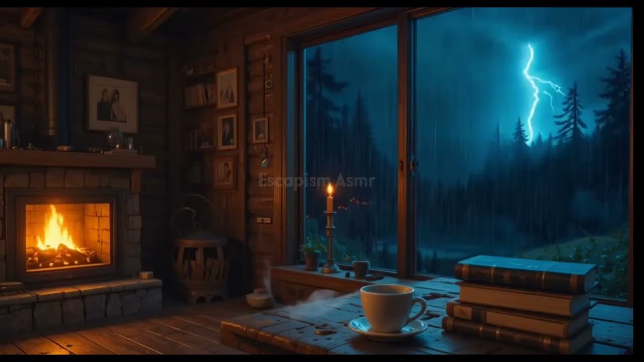 1 Hours of Rain on Tin Roof | Cozy Cabin Ambience for Sleep and Study