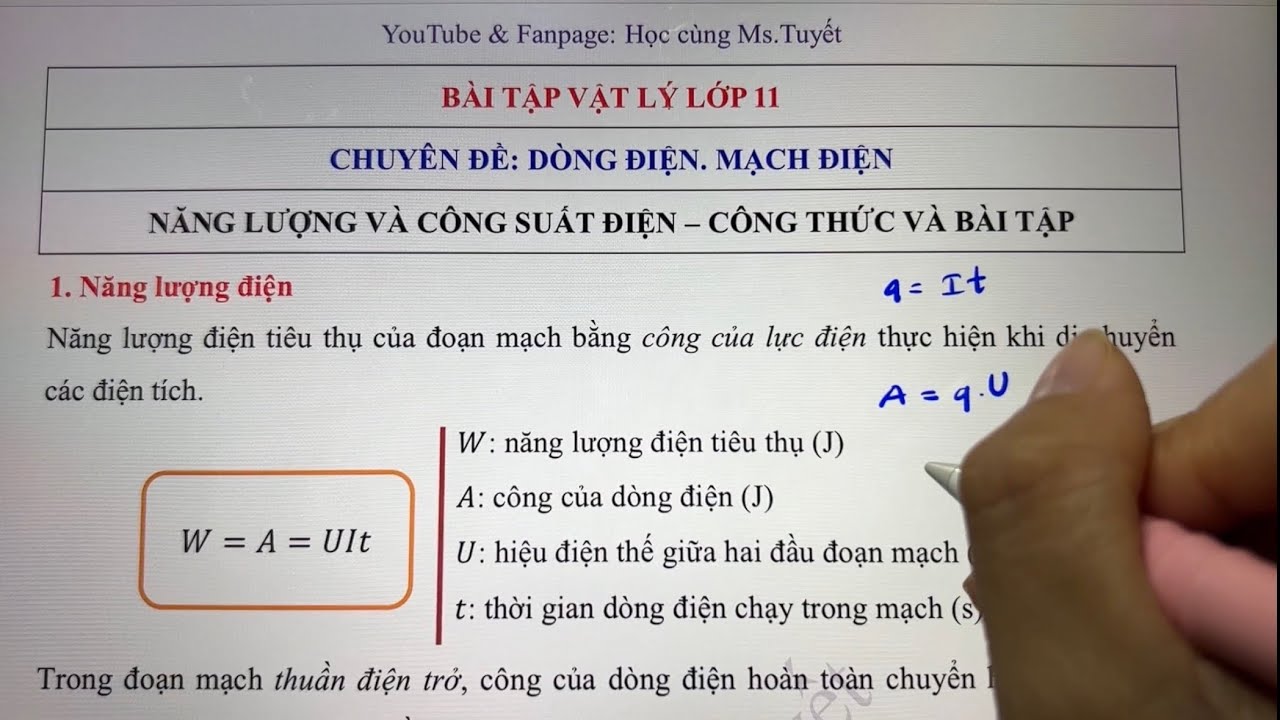 Vật Lý 11. CĐ4. Tiết 4. NĂNG LƯỢNG VÀ CÔNG SUẤT ĐIỆN CỦA ĐOẠN MẠCH, NGUỒN, THUẦN ĐIỆN TRỞ