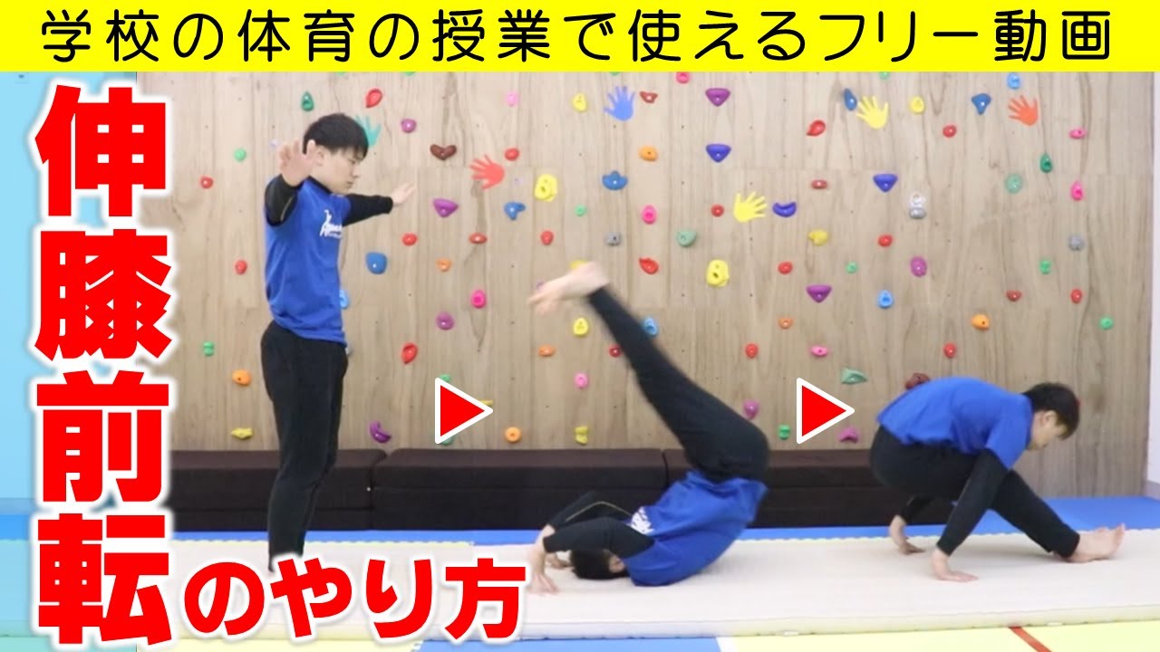 マットの伸膝前転のやり方・コツ。学校の体育の授業で使えるフリー動画。～富山県高岡市の体操教室・運動教室～