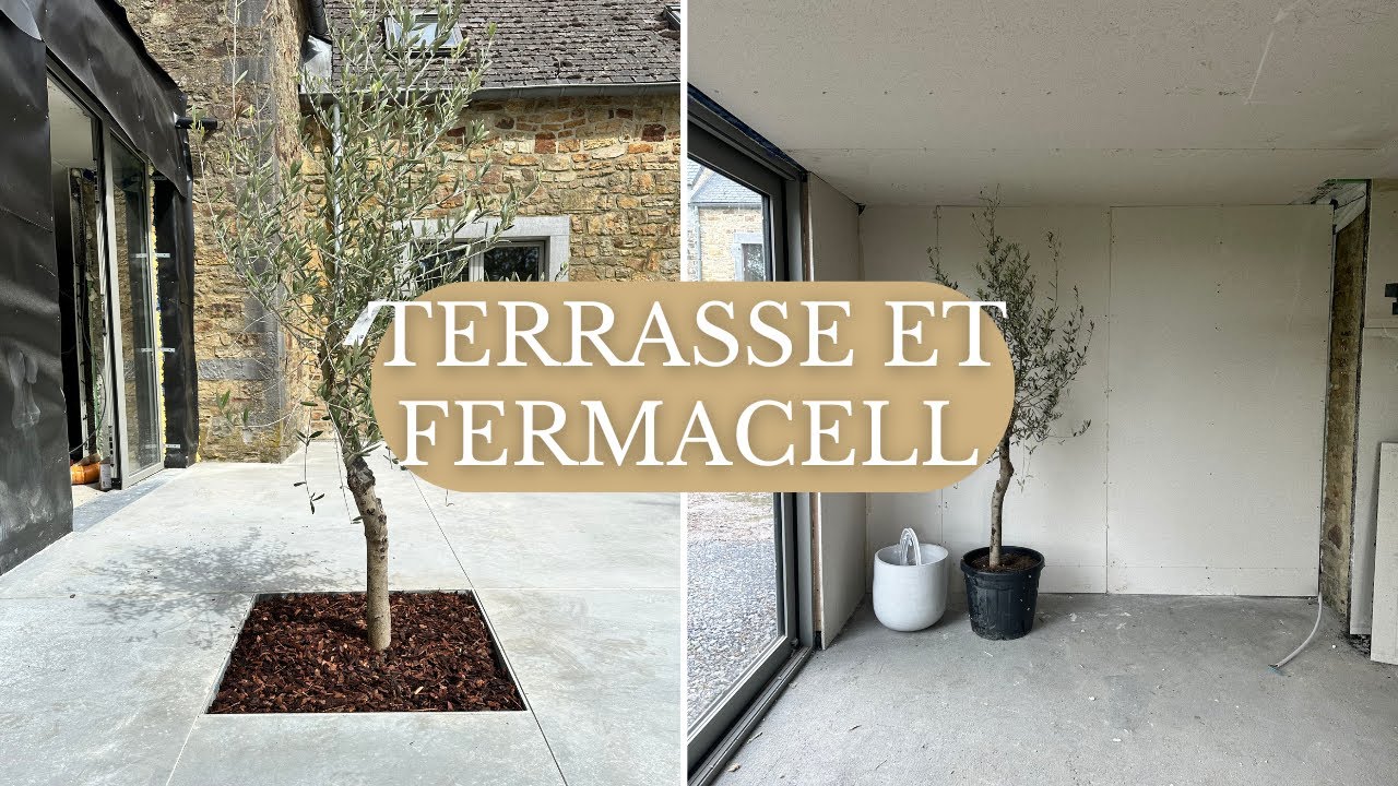 Terrasse en béton lissé et pose de Fermacell