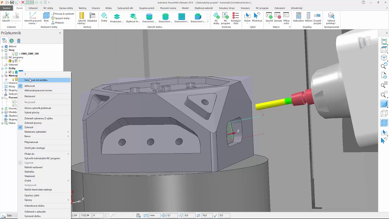 Autodesk PowerMill 2019.2 - Synchronizace simulace s NC programem