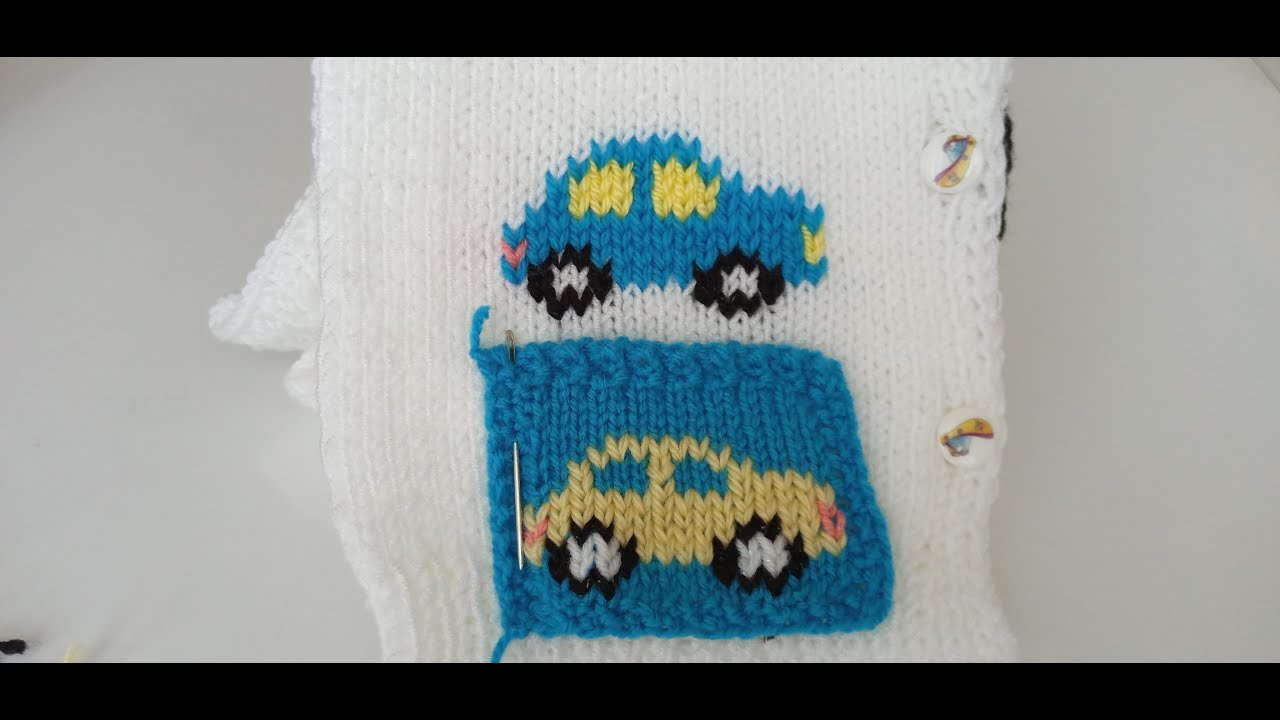 Düz örgü üzerine araba işleme, embroidery on knitting, duplicate stitch