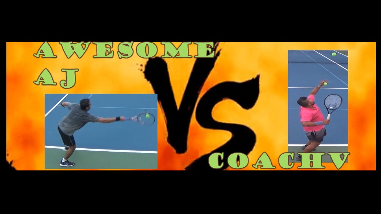AJ vs CoachV  in Youtube Tennis Challenge match