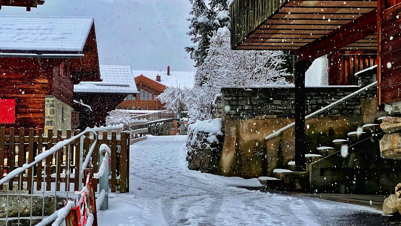 Snowy walking tour in A beautiful German village 4K - snowfall in charming countryside, Germany