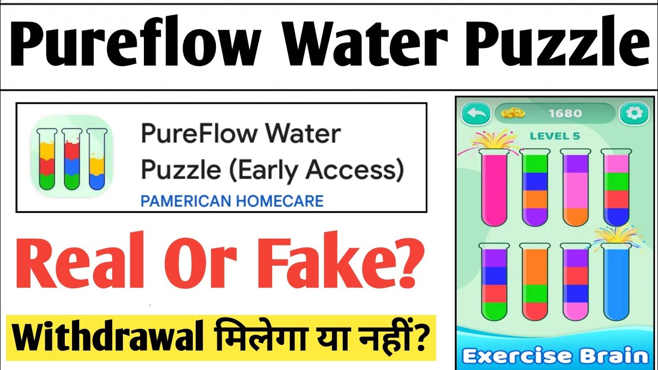 Pureflow Water Puzzle Game || Is Pureflow Water Puzzle Real or Fake? || Pureflow Water Puzzle Wit...