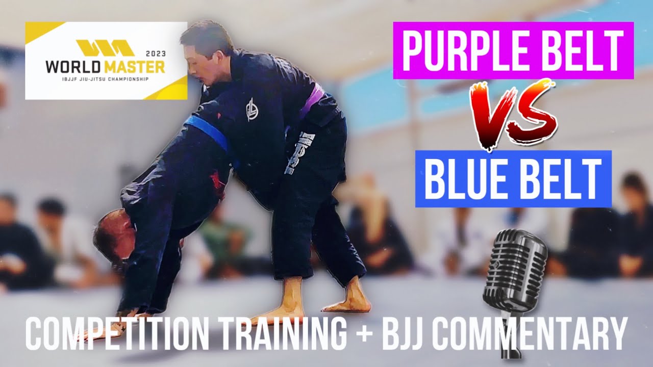 Purple belt vs. blue belt — Master Worlds 2023 BJJ competition training (with commentary)