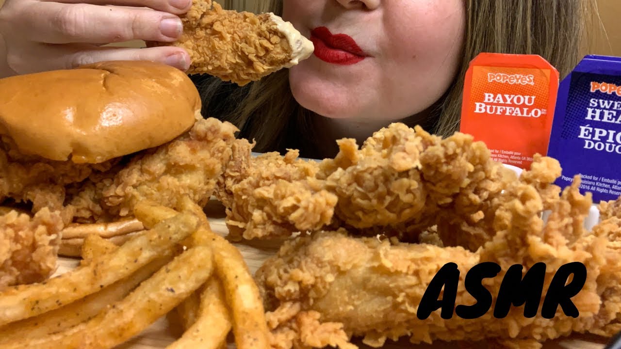 ASMR POPEYES CHICKEN SANDWICH, TENDERS & FRIES MUKBANG | NO TALKING | SAVAGE CRUNCHY EATING SHOW