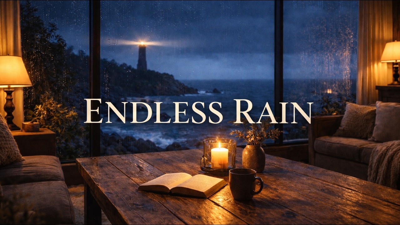 Stay in the Rain All Night 🌧️ | Ocean Waves & Lighthouse | Deep Sleep Ambience (2 Hours)