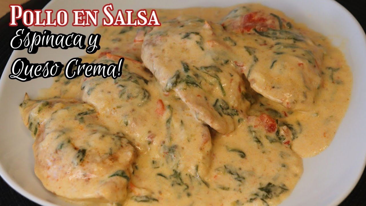 Pollo en Salsa de Espinaca y Queso Crema
