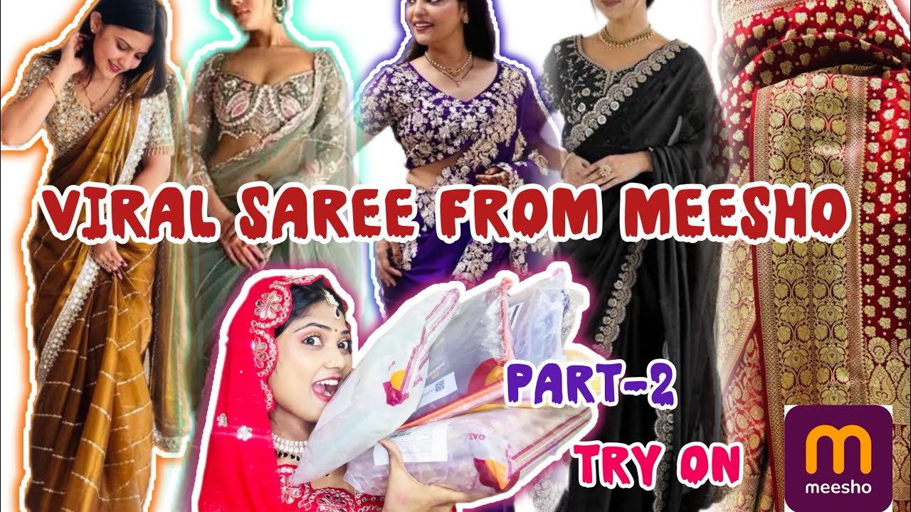 Meesho Wedding Social Designer Saree /meesho viral saree Partywear/Handwork Saree Haul/Meesho Haul-2