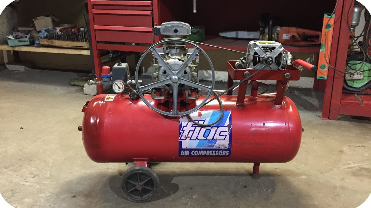 Компрессор с двигателем от стиральной машинки.