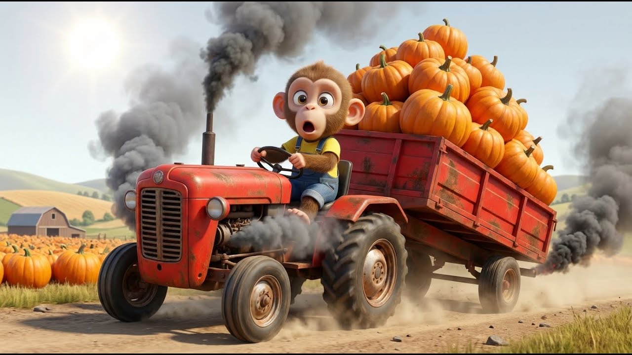 Обезьянка Ники и команда спасателей на экскаваторе! 🚜🔥 Трактор, пожарная машина - 3D мультфильм д...