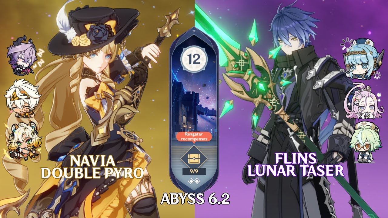 C0 Navia Double Pyro & C0 Flins Lunar Taser | Genshin Impact Abyss 6.2 Floor 12 9 Stars