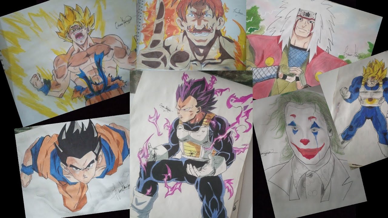 MOSTRANDO MIS DIBUJOS DE DRAGÓN BALL🐉- NARUTO🦊-BAKI HANMA💪- KIMETSU NO YAIBA😈 Y MÁS#parati #drawing😎