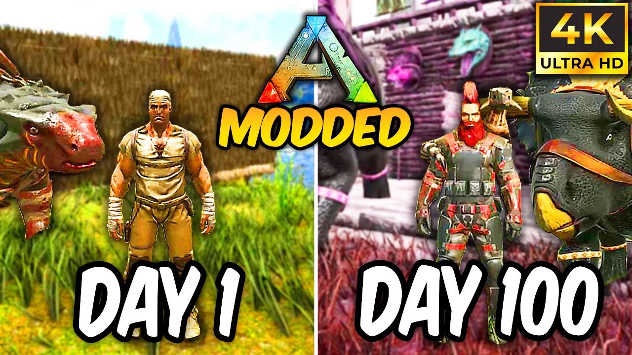 I Spent 100 Days in ARK Modded with New Dinosaurs... Here's What Happened [4K Version]