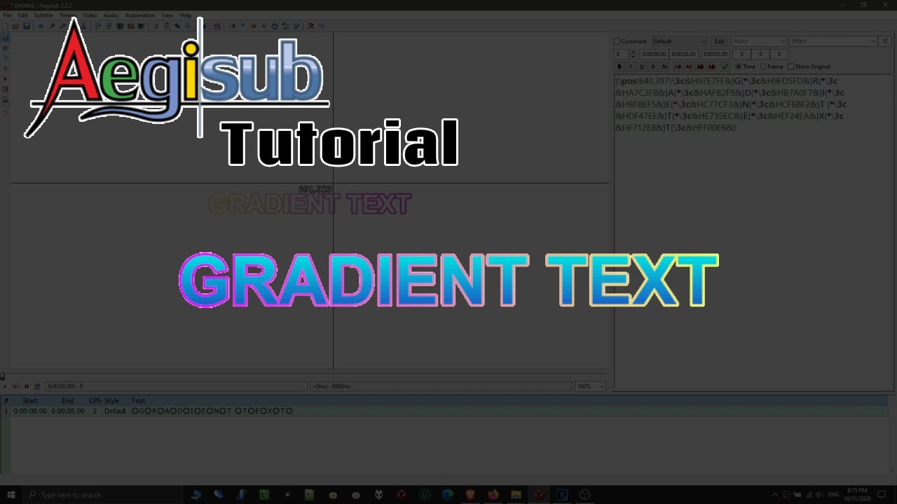 Aegisub Tutorial: Make Gradient Text (Basic) [ENGLISH]