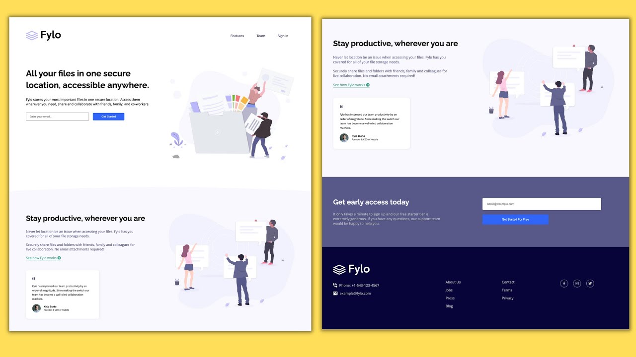 انشاء موقع باستخدام HTML و CSS موقع FYLO Landing Page