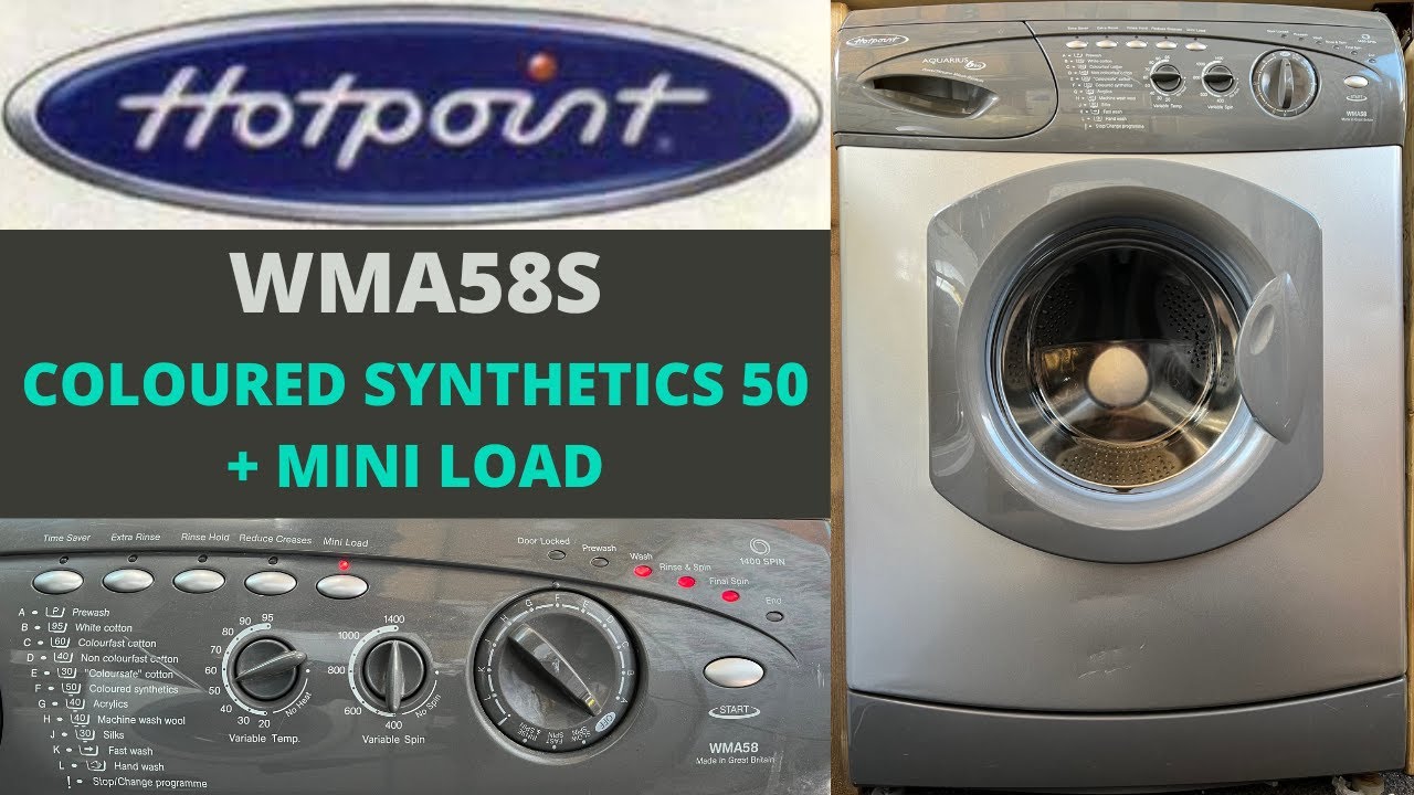 Hotpoint Aquarius WMA58S Washing Machine - [F] Coloured Synthetics 50 + Mini Load