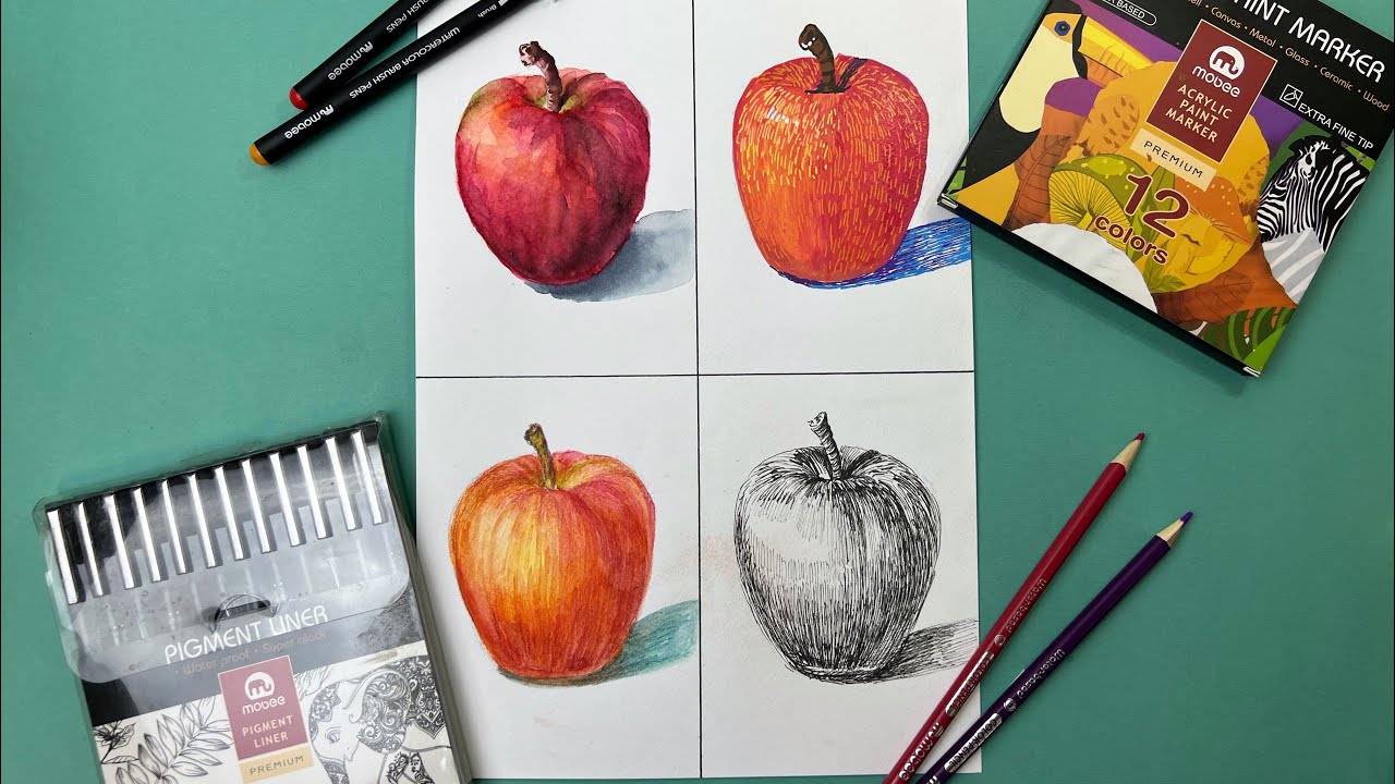 Рисуем яблоки художественными материалами MOBEE art