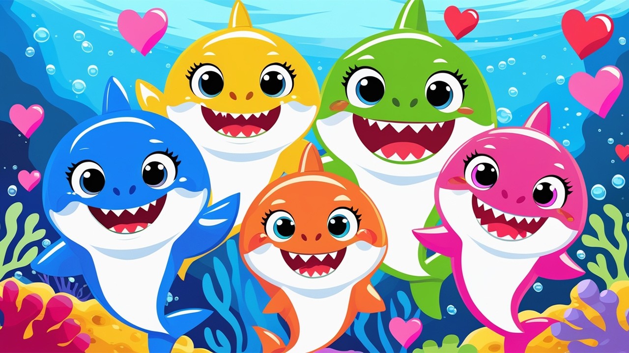 🦈 Baby Shark Música de Colores 🌈🎵 Canciones para los Más Pequeños