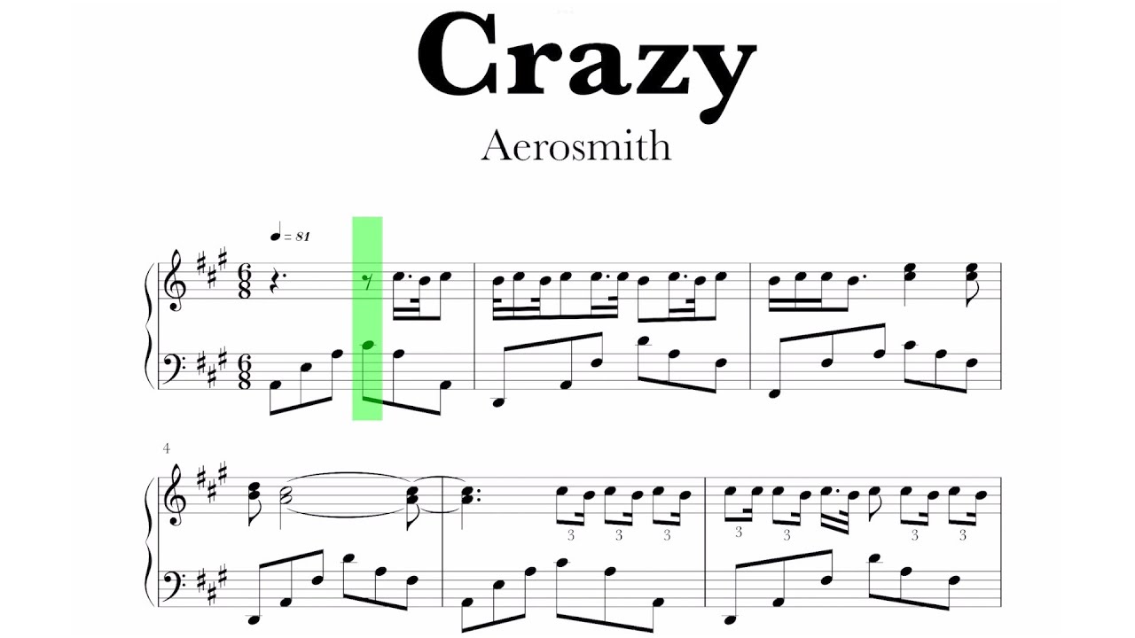 Aerosmith - Crazy Sheet Music