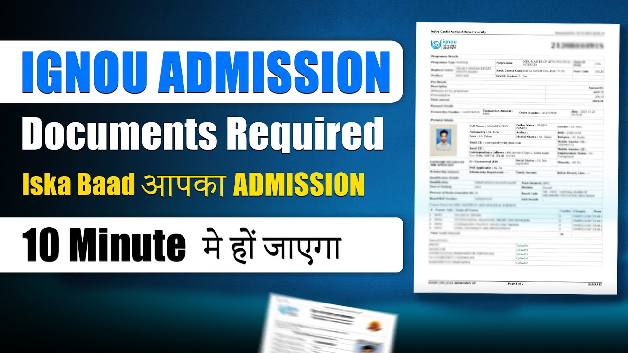 IGNOU Admission 2026 Required Documents | Complete Document List