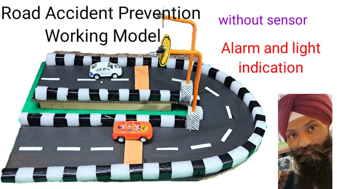 Road accident prevention working model || accident safety science project || road safety model