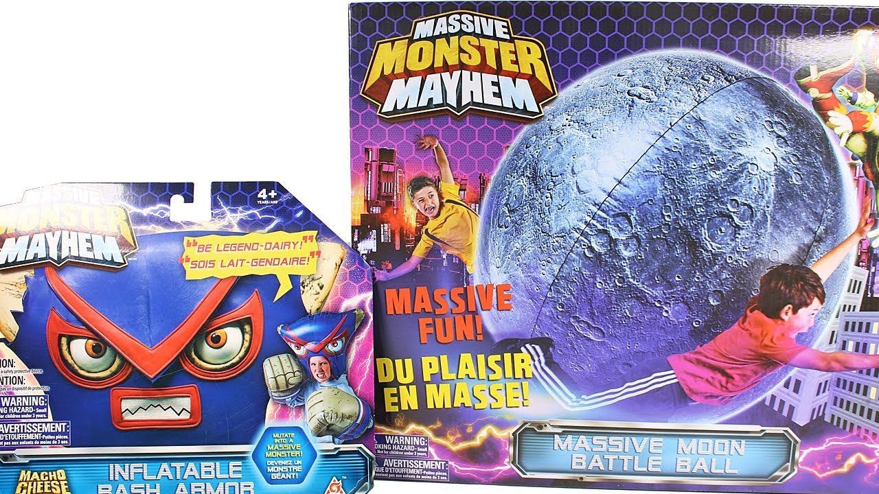 Massive Monster Mayhem Massive Moon Battle Ball and Inflatable Bash Armor Unboxing Toy Review