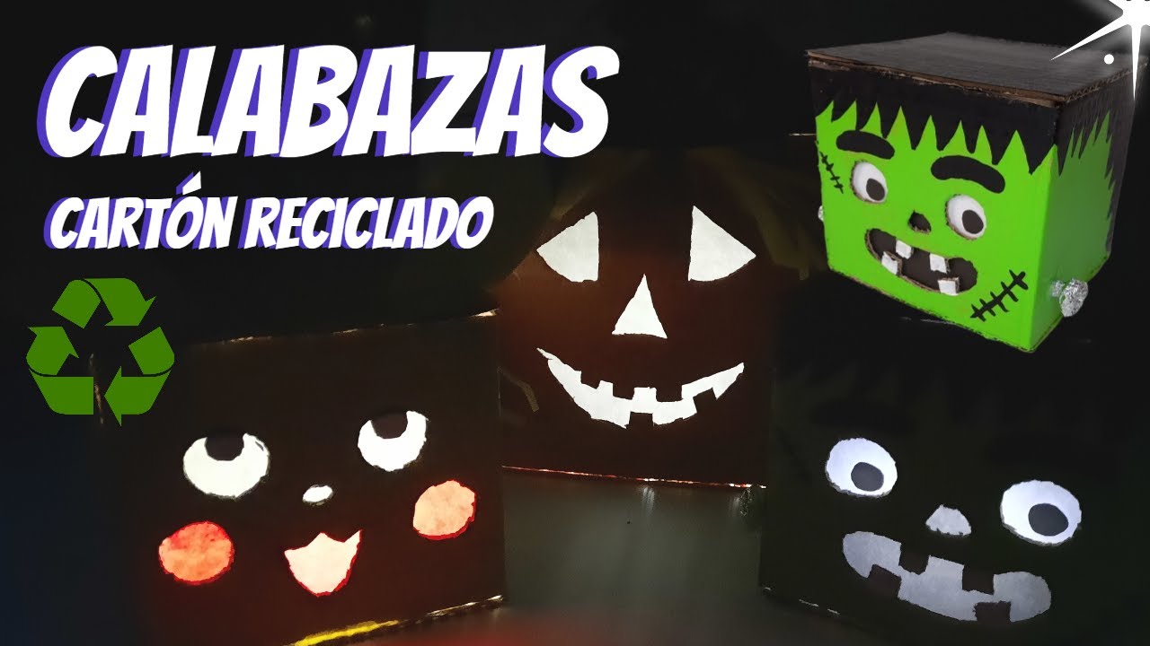 Calabazas de luz y cartón reciclado 🎃 | Manualidad fácil y divertida de Halloween para niños