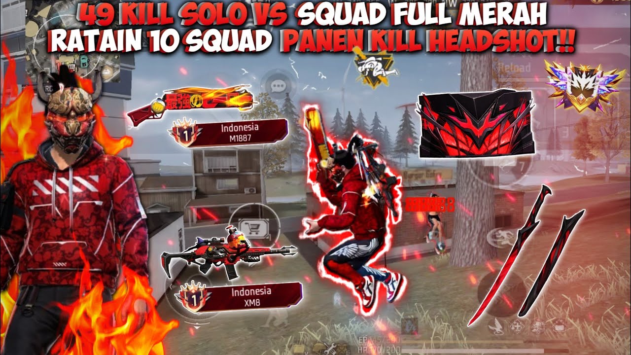 49 KILL SOLO VS SQUAD FULL MERAH!! PANEN KILL HEADSHOT BAR-BAR NO REM RATAIN MUSUH SAMPE BOOYAH!! 