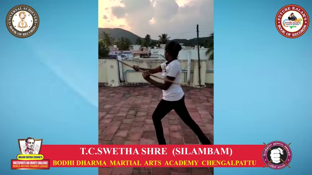 T C SWETHA SHRE  | MAJOR DHYAN CHAND ONE MINUTE CHALLENGE WORLD RECORD PREMIER LEAGUE  |  SILAMBAM