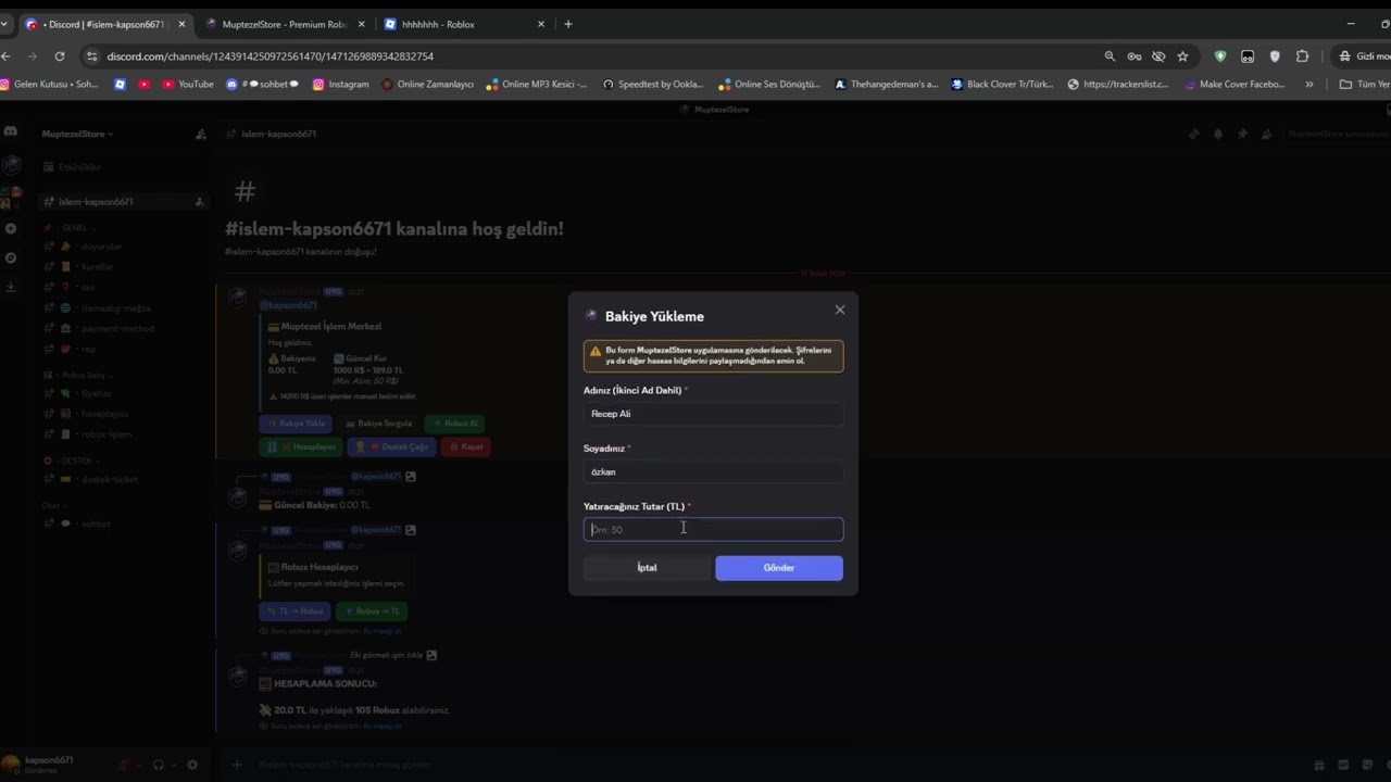 MuptezelStore Discord Kullanım