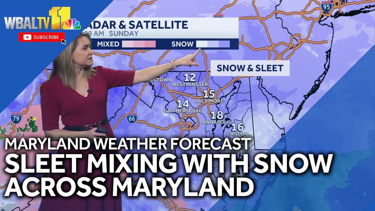 Snow mixes with sleet in Baltimore