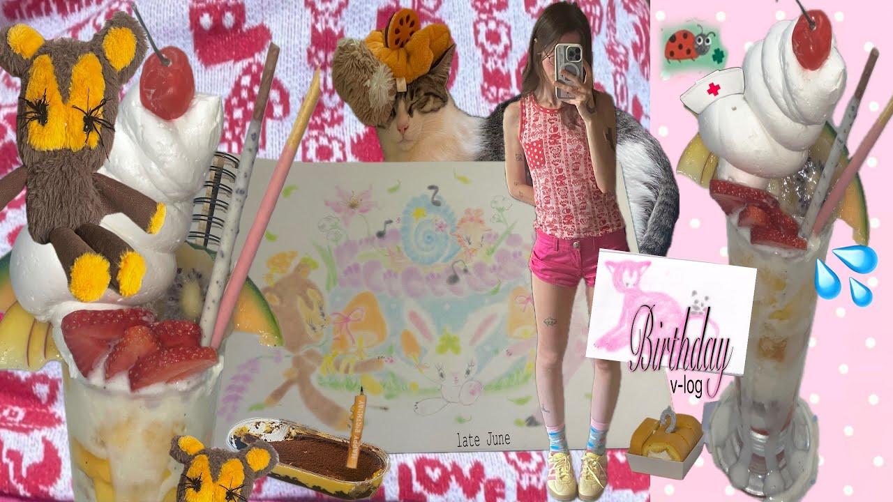 Epic Bday Parfait•Drawing + Sewing•Living Summer | ruki.vlog.late.june🍨