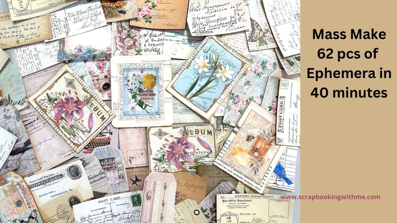 FRIDAY FREEBIE ~ MASS MAKE EPHEMERA ~ 62 pcs in 40 minutes ~ USING BOOK PAGES
