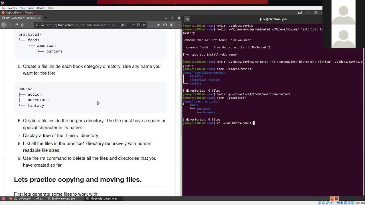 Tutoring Session 1 Managing files and directories