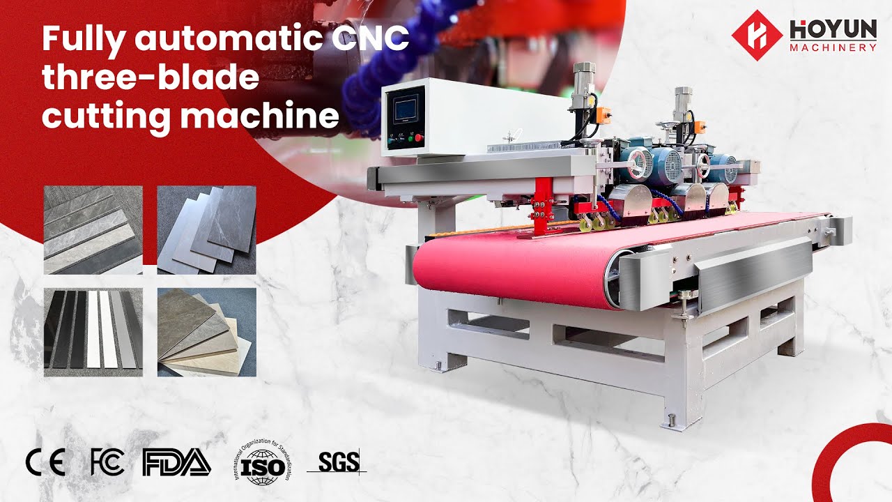 HoYun | CNC three-knife tile cutting machine, CNC size adjustment, precise cutting.