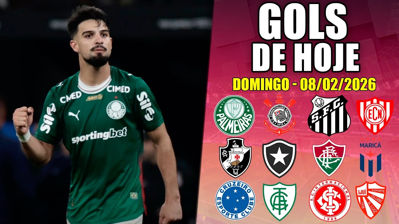 ⚽ TODOS OS GOLS DESTE DOMINGO 08/02/2026 - GOLS DE HOJE ESTADUAIS 2026